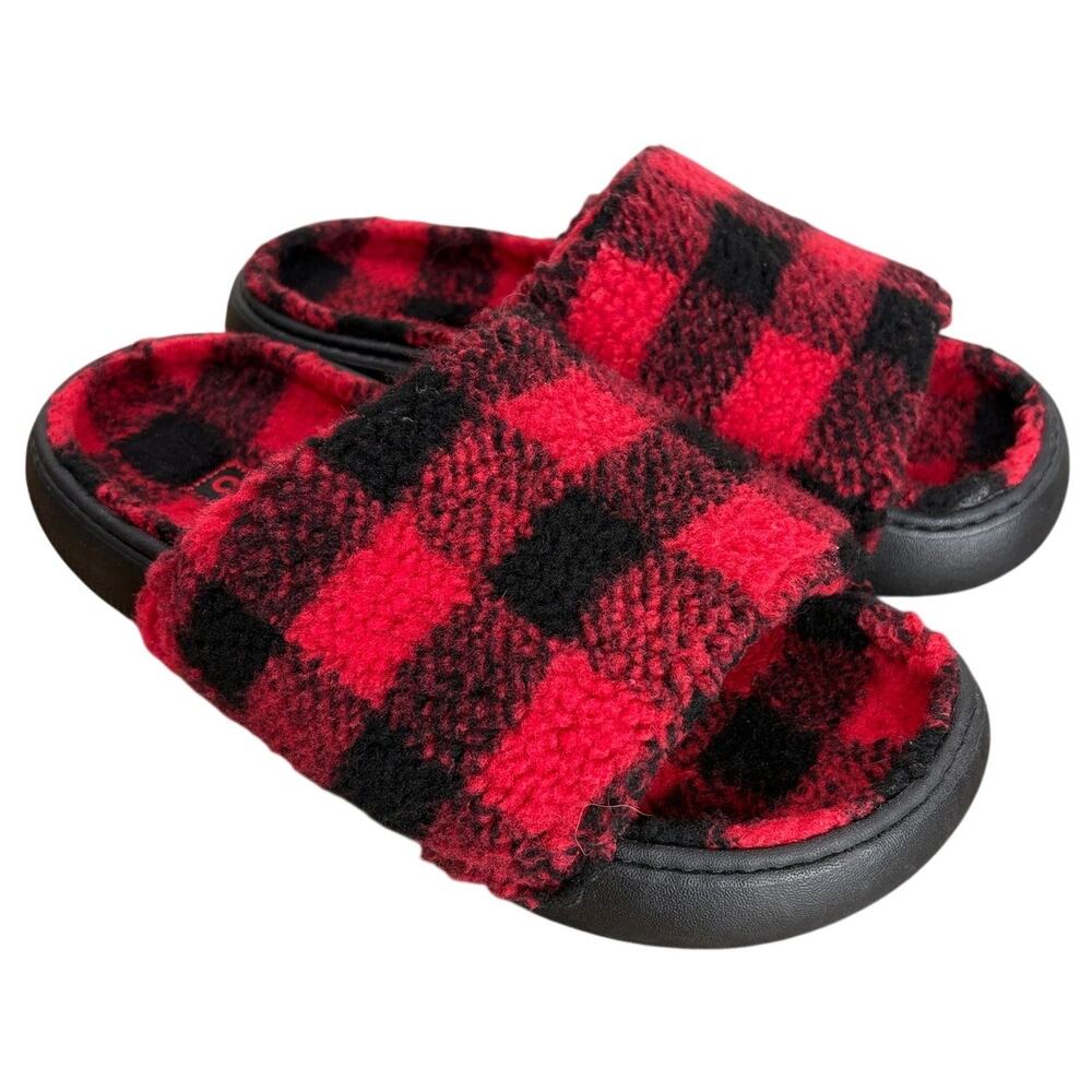 Crocs Unisex M8 W10 Slides Slippers Classic Cozzzy Buffalo Buff Check Plaid Red